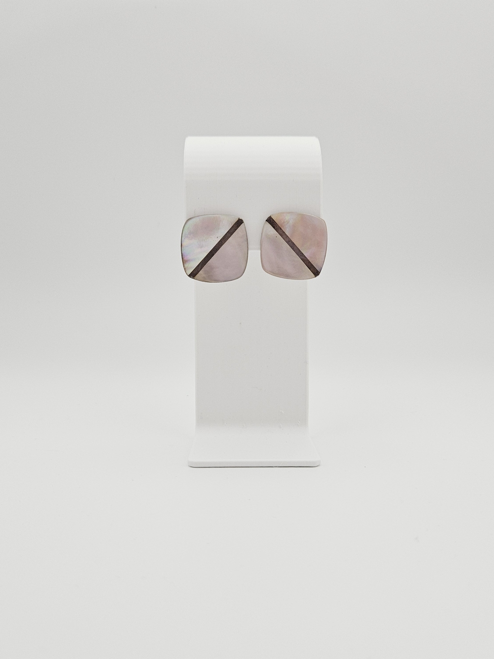 Delicate Pink Mother-of-Pearl Square Stud Earrings - Sterling Silver